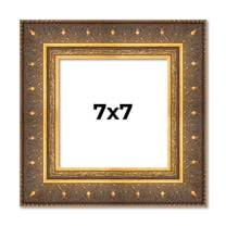 7x7 Frame Vintage Gold Solid Wood Picture Frame | 2.5 Inch Moulding Width | Ornate Bronze Museo