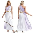 thumbnail image 5 of iiniim Womens Halloween Grecian Goddness Dress One Shoulder Ancient Greek Queen Toga Robe Lavender XL, 5 of 7