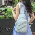thumbnail image 4 of Riñonera Retro para mujer, riñonera informal de cuero PU, bolsa de viaje al aire libre con múltiples bolsillos, 4 of 9