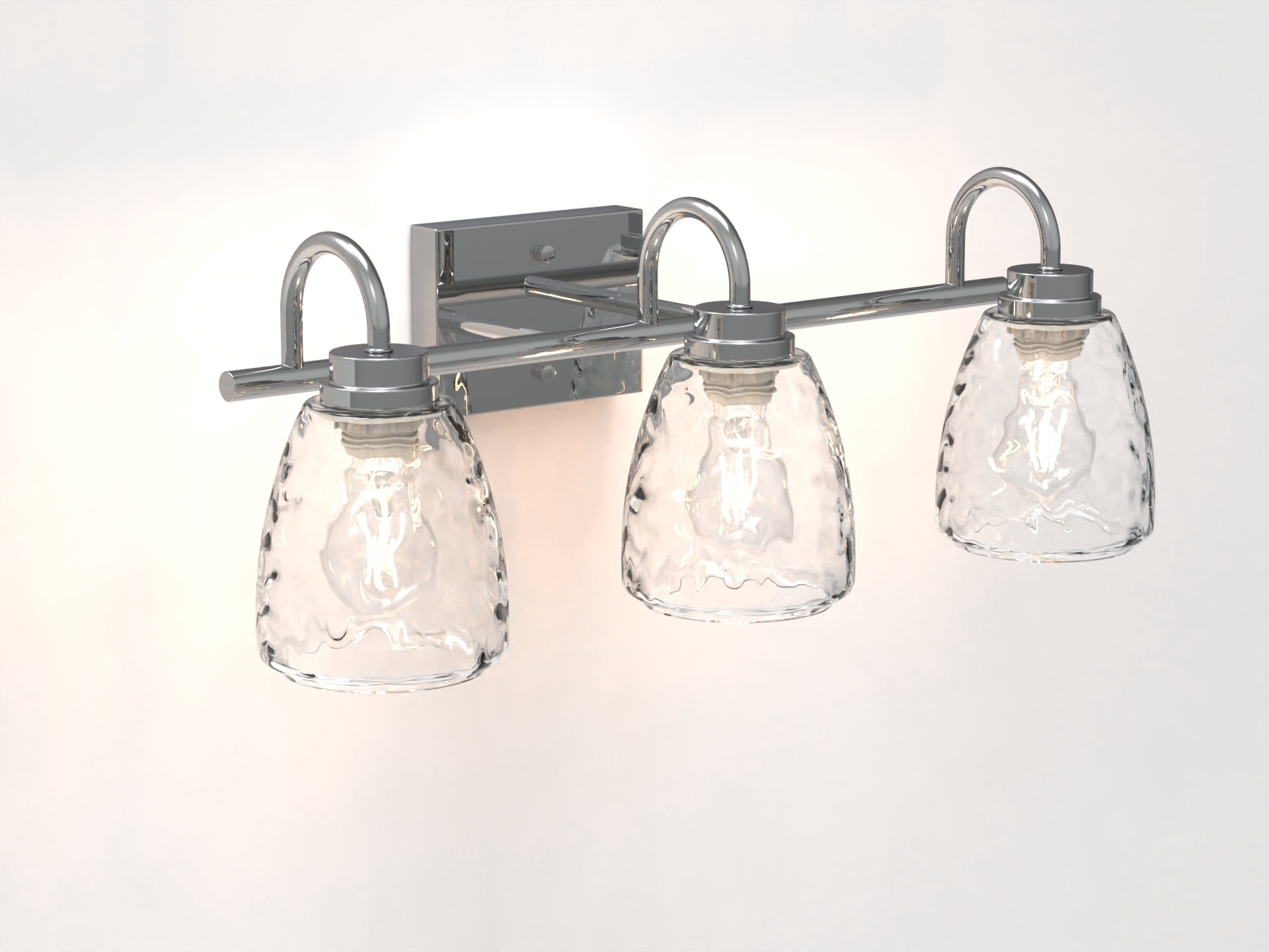 3/4/5/6 Light Bathroom Light Fixtures, Chrome Vanity Light Fixtures Over Mirror Wall Mount Lighting Fixture with Hammered Glass Shade E26 Socket for Hallway Kitchen Bedroom Living Room
