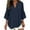 Navy-29, variant on Women's Summer 3/4 Sleeve Tops V Neck Loose Fit Flowy Cotton Linen Lightweight Blouses