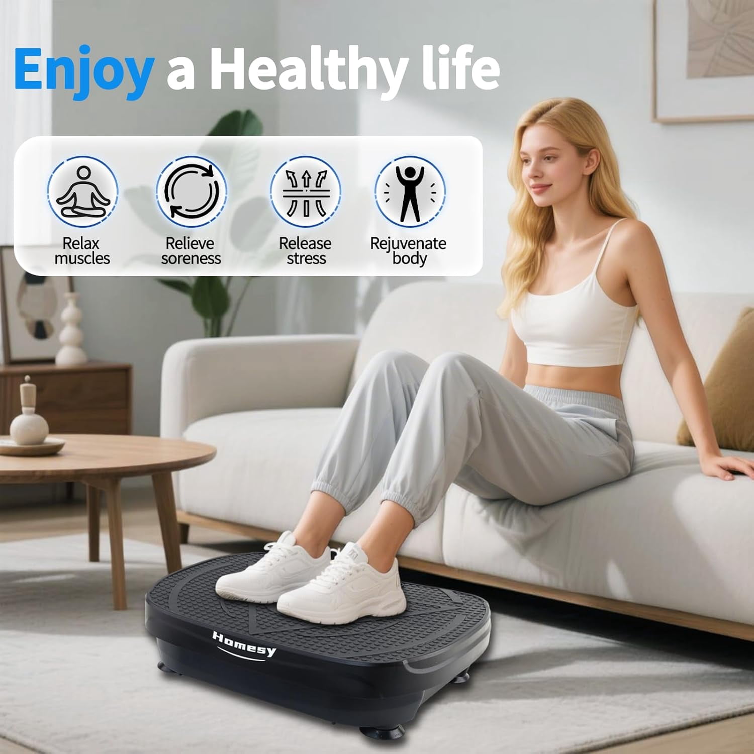 Vibration Plate Exercise Machine for Full Body Workout, Fat Burning & Lymphatic Drainage with Remote Control