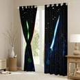 thumbnail image 3 of Manfei Neon Light Sword Curtains Pack of 2 (42x84 Each),Cartoon Gradient Light Curtains Blackout,Green Orange Blue Bedroom Curtains For Kids,Luxury Bedroom Decor, 3 of 6