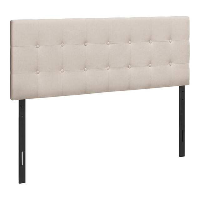 Pemberly Row Fabric Bed Headboard Only Queen Size Upholstered Linen in Beige