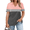 Pink & Grey Color Block, variant on Plus Size Shirts for Women Loose Short Sleeve Summer Colorblock Tunics Cute Collared Tops Black & Grey Color Block XL
