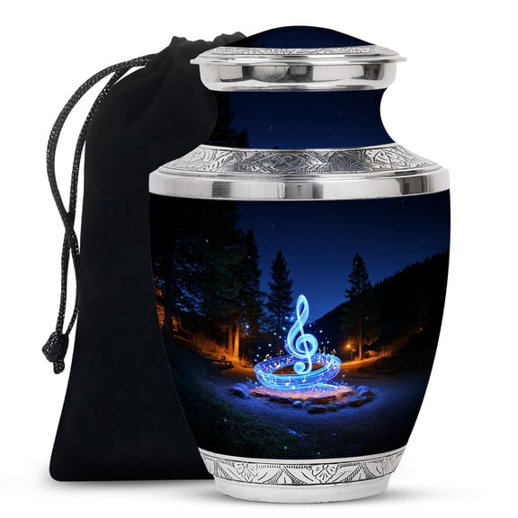 Yatskia Blue Music Decorative Memorial Urns for Human Ashes Adult Brother and Sister, Large Funeral Burial Urn for Adult Ash, (Tasty Large, 10 Inch)