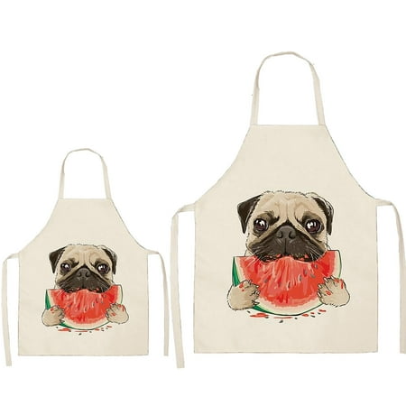 

WSBDENLK Kitchen Clearance Dog Pug Printed Cotton Linen Sleeveless Apron Kitchen Clearance and Rollback