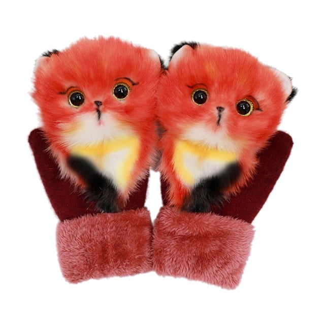 Guantes de invierno para mujer Sunnimix 3D dibujos espesar Guantes calientes zorro rojo