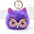 thumbnail image 1 of Llavero con pompón de búho, bonito y esponjoso llavero con pompón de piel sintética de animal para decoración de bolsos, 1 of 6