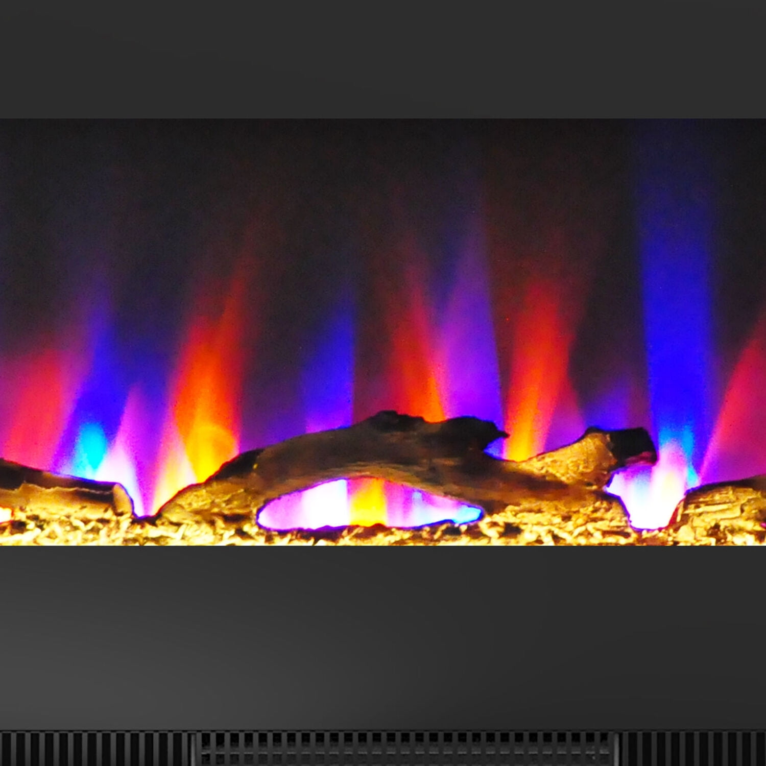 Hanover 42-in. Black Indoor Wall Mount Electric Fireplace with Multicolor Flames