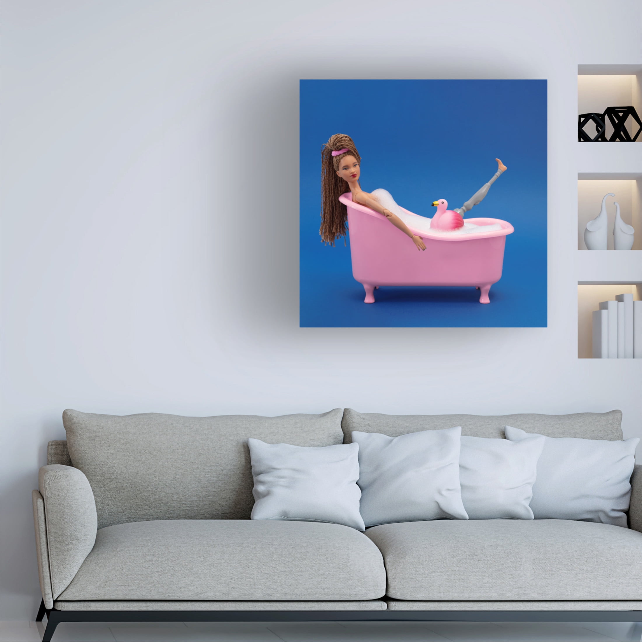 Canvas Wall Art - Julia Ramiro 'Sexy Bath' Wall Art for Living Room, Bedroom, or Office Décor by Trademark Fine Art - 14 x 14 Inches