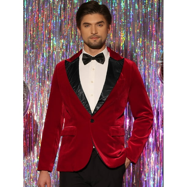 Blazer de terciopelo para hombre Slim Fit One Button Party Prom Suit Jacket Sport Coat rojo M Lars Amadeus Blazer Walmart en linea