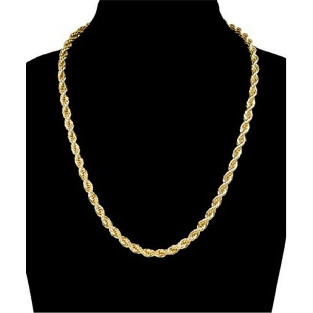 Janet's Jewelry - 6 mm & 20 in. 14K Gold Plated Rope Chain Necklace