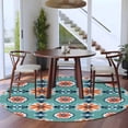 thumbnail image 3 of Round Rugs 5Ft, Orange Teal Blue Round Area Rug Washable Indoor Throw Carpet, Modern Abstract Floral Ethnic Soft Non Slip Circle Rug for Cabinet Bathroom Home Decor Aesthetic, 3 of 8