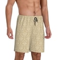 thumbnail image 2 of Kdxio Damask Beige Tan Brown Print Mens Sleep Shorts Bottoms Soft Comfy Pajama Wear Pants with Drawstring Pockets, 2 of 7