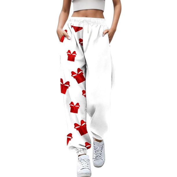 Leggings de mezclilla Gibobby para mujer con estampado de árbol de Papá Noel y nieve Blanco XL