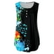 thumbnail image 2 of Lindo camisetas sin mangas para las mujeres Camiseta sin mangas con estampado de y flores con cuello en V y botones simples informales de verano para mujer (Blue, XL), 2 of 3
