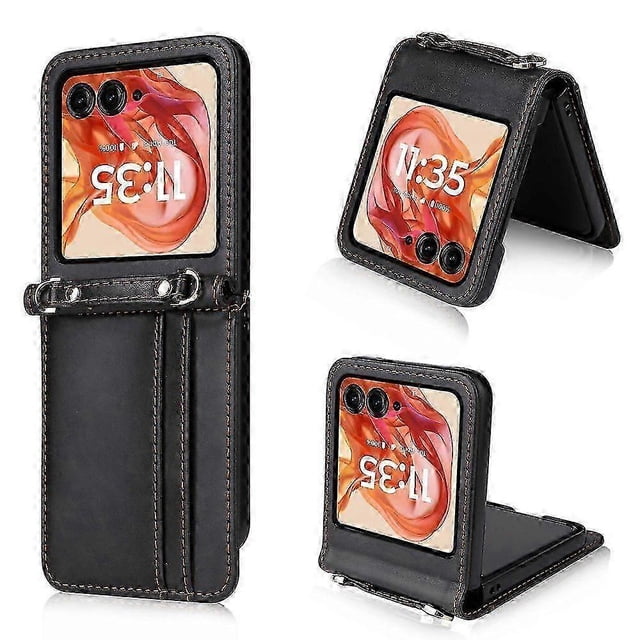 For Motorola Razr 50 5g/ Razr 2024 5g Case Card Slots Leather Phone Cover With Lanyard