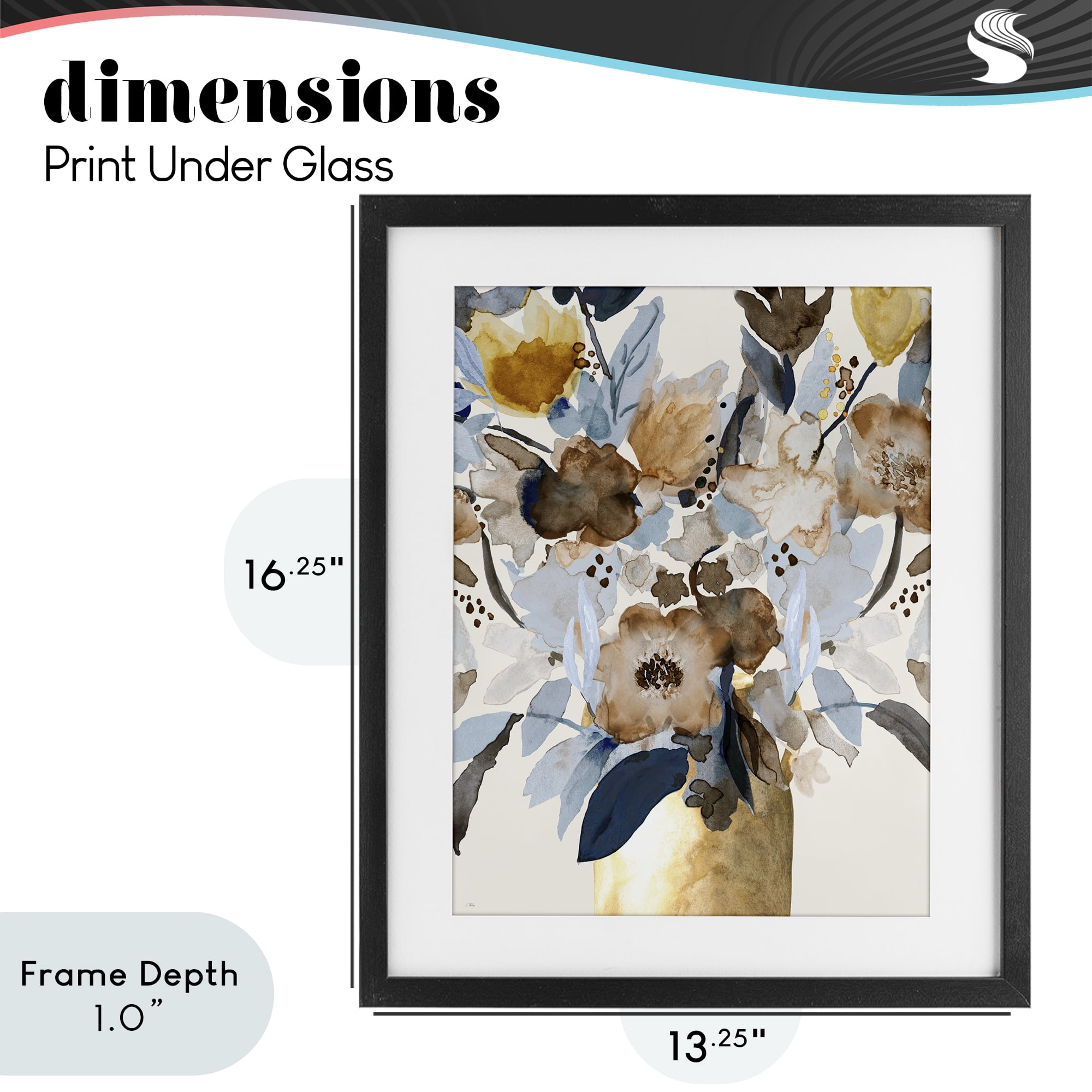 Stupell Industries Expressive Earthy Blossoms Black Framed Print Under Glass, design by Val Rhodes