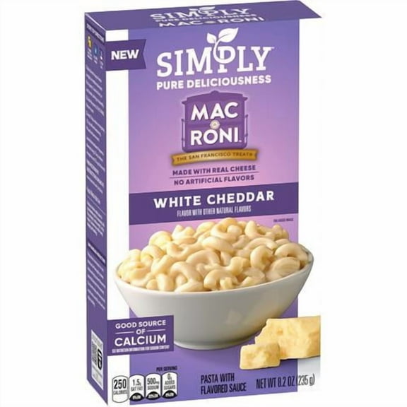 Simply Mac A Roni, White Cheddar Macaroni And Cheese, 8.2 Oz Box - Pack of 2