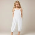 thumbnail image 2 of GEWSEY Toddler Girls Sleeveless Jumpsuits Spaghetti Strap Romper Clothes Long Pants with Pockets 5-6 Years White, 2 of 9
