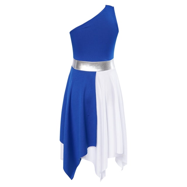 Yartina Robe de Danse Asymétrique pour Filles, Tunique de Prière Lituricale, Bleu 8