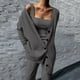 thumbnail image 2 of Traje de tres piezas de punto para mujer con chaqueta y pantalón - Mezcla de poliéster y spandex, corte holgado para primavera/otoño (S-XXL), 2 of 4