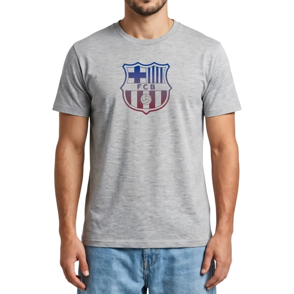 Icon Sports Officially Licensed FC Barcelona Cotton T-Shirt - Unisex Adult - FCB153CT Heather Grey L