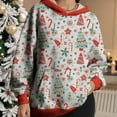 thumbnail image 2 of Fiaer Christmas Womens Oversized Hoodie Trendy Baggy Long Sleeve Hooded Sweatshirts Funny Graphic V Neck Pocket Xmas Tops 7-White S, 2 of 5