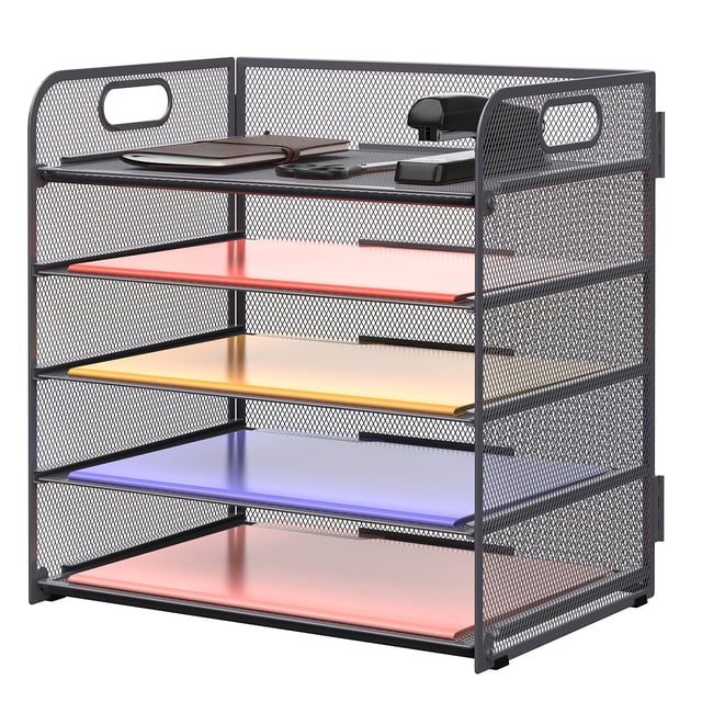 Paper Organizer Supeasy, bandeja para cartas con asa, 5 bandejas, color gris