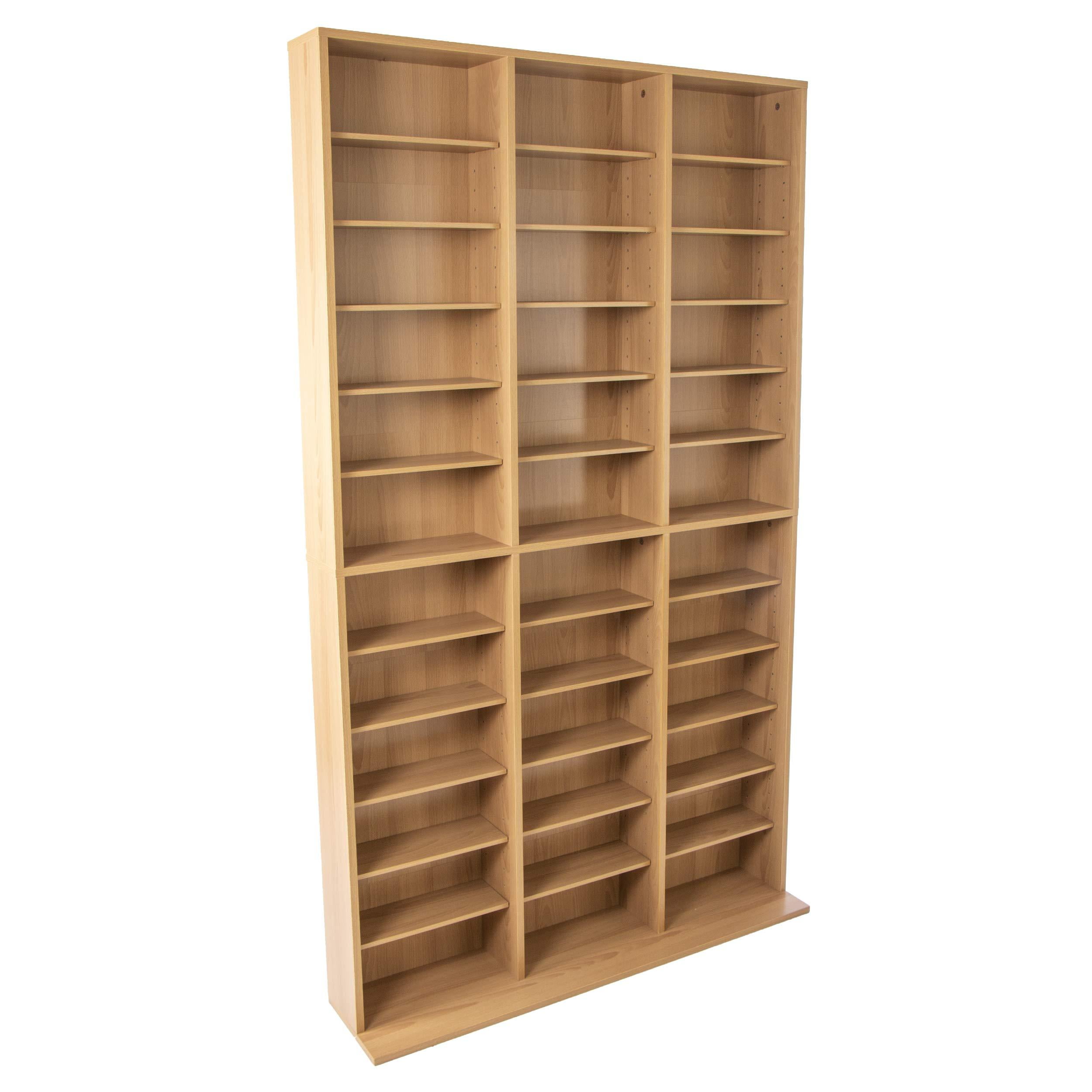 Atlantic Oskar Adjustable Media Cabinet - Holds 1080 CDs, 504 DVDs or 576  Blu-Rays/Games, 30 Adjustable and 6 Fixed Shelves PN38435715 in Maple  Wall-Unit - Walmart.com