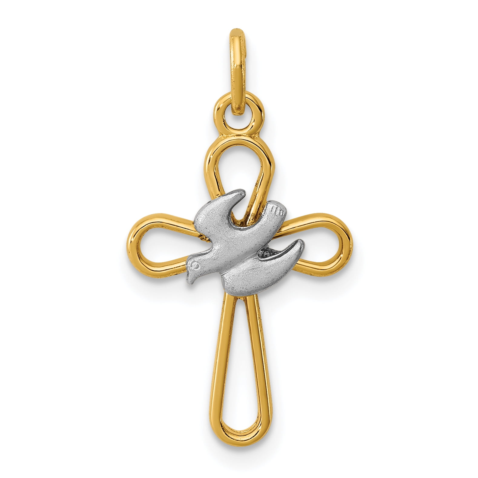 925 Sterling Silver 18k Gold Plated Cross Religious Dove Pendant Qty