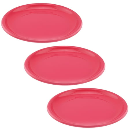 

YBM Home Reusable Flat Dinner Plate 8 inches | Unbreakable Round Plastic Dinnerware Pink (3 Pack)