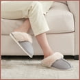 thumbnail image 5 of Womens Slipper Memory Foam Fluffy Soft Warm Slip On House Slippers,Anti-Skid Cozy Plush for Indoor Outdoor(Grey), 5 of 7