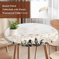thumbnail image 5 of Round Tablecloth Rustic Field Elastic Edge Fitted Silhouette Flower Herb Plastic Table Cover,Waterproof Oil Proof for Dinner,Outdoor, Picnic, 45"- 54" DIA Tables Cream Black, 5 of 8