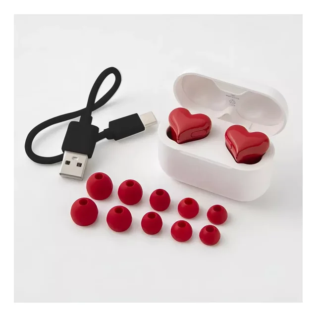 Auriculares Bluetooth En Forma De Corazón Con Cancelación De Color Rojo