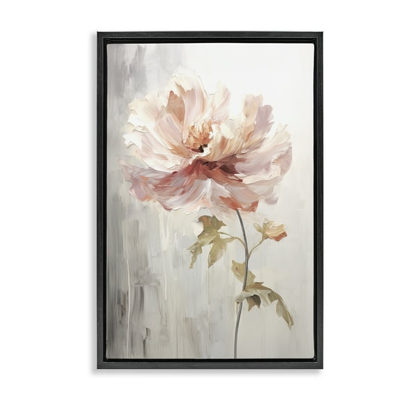 Stupell Industries Blush Flower Sprout Plants & Flowers Painting Black Floater Framed Canvas Art Print Wall Art, 17 x 25