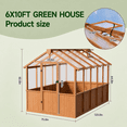 thumbnail image 2 of PABIMIA 6 ft. x 10 ft. Wood Greenhouse, Outdoor Walk-in Greenhouse Kit with Polycarbonate Panels and Adjustable Roof Vent, 2 of 8