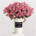 thumbnail image 4 of 5 ramas 15 cabezas ramo de flores de rosas artificiales simulación rosa decoración floral fiesta de bodas flor falsa, rosa oscuro Speravity HA7227-03B, 4 of 6