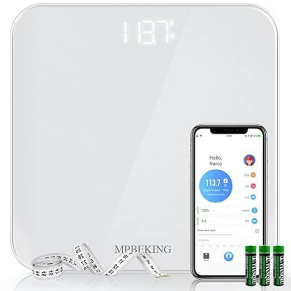 Báscula Corporal Digital Mpbeking de alta Precisión con Bluetooth y Pantalla LED Color blanco
