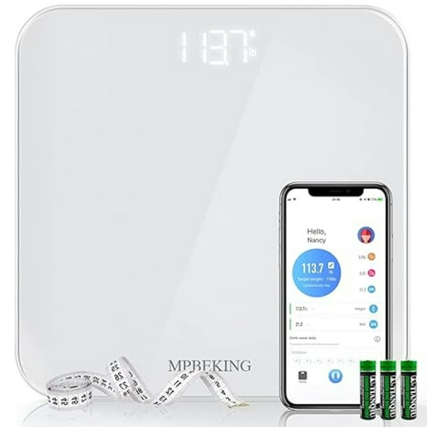 Báscula Corporal Digital Mpbeking de alta Precisión con Bluetooth y Pantalla LED Color blanco