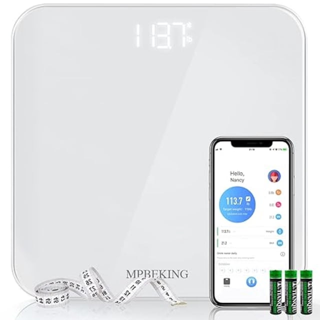 Báscula Corporal Digital Mpbeking de alta Precisión con Bluetooth y Pantalla LED Color blanco