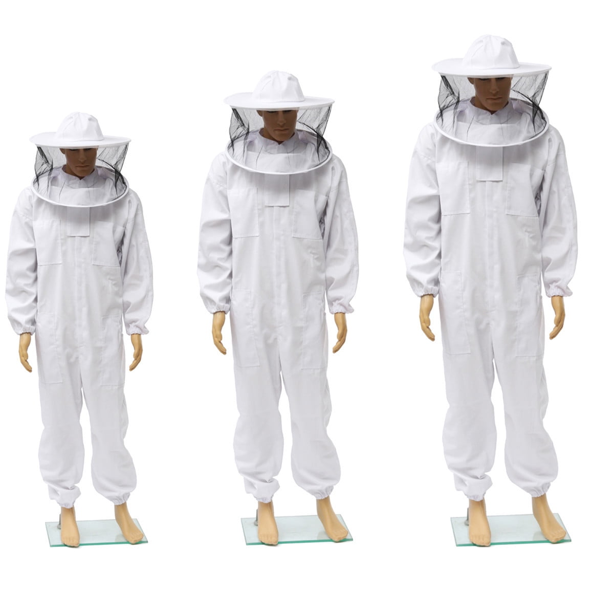 4x Beekeeper Smock Suit Beekeeping Keeping Hat Veil Sleeve Equipment White 