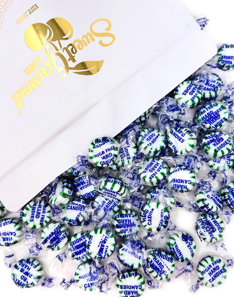 SweetGourmet Sugar-Free Spearmint Starlight Hard Candy, Individually Wrapped, Bulk Candy, 4 Pound Bag