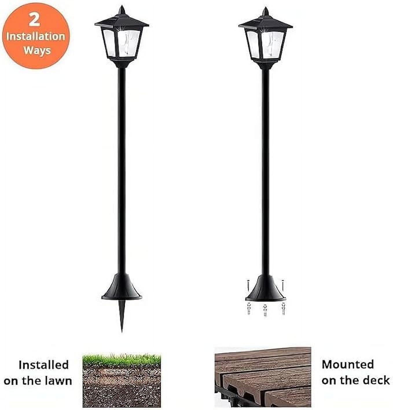 2 Pack Solar LED Lamp Post Lights 40'' – Outdoor IP65 Waterproof Lighting for Garden, Walkway, Driveway, Easy Install with Auto Dusk to Dawn Sensor