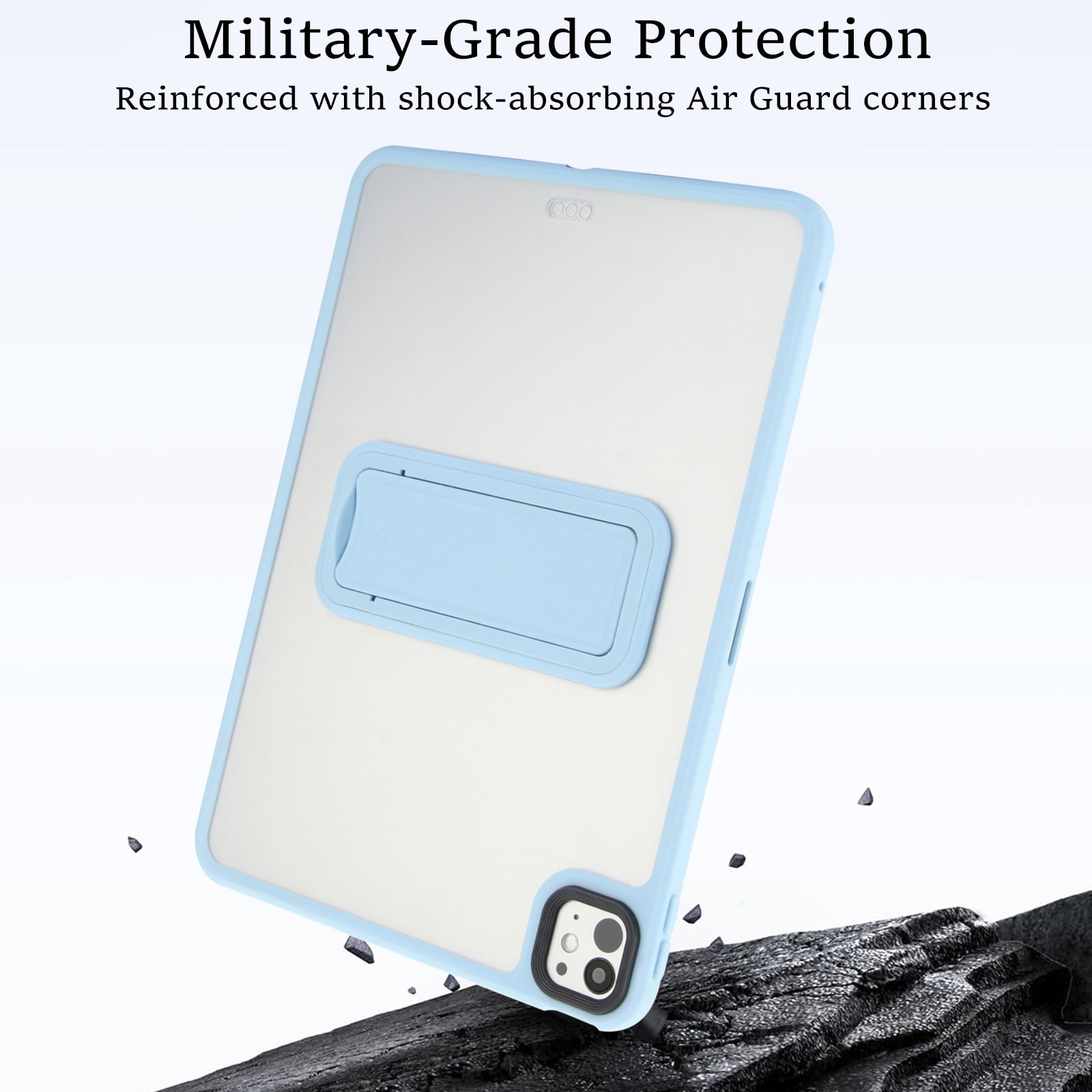 TECH CIRCLE for Apple iPad Pro 13-inch (M4/M5) 2024/2025 Release Slim Clear Back Cover Case with Kickstand, Screen Protector Film, Lightweight Protective Scratch Resistant Thin Case, 03 Blue