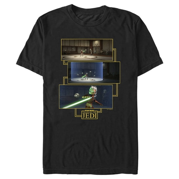Men's Star Wars: Tales of the Jedi Ahsoka Tano Lightsaber Scenes Graphic Tee Black Small