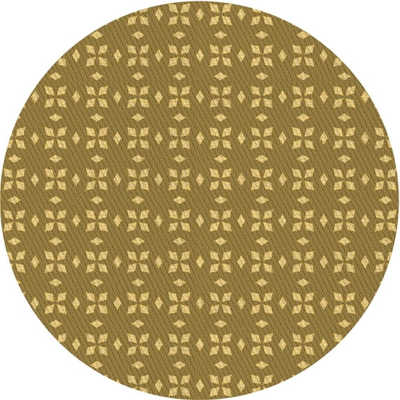 Ahgly Company Machine Washable Indoor Round Transitional Yellow Area Rugs, 4' Round