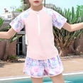thumbnail image 2 of Girls Rash Guard 2 Pieces Bathing Suit Swimsuit with Swimm Shorts Swimwear Red L, 2 of 3