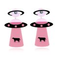 thumbnail image 3 of Pendientes personalizados europeos y americanos acrílicos para mujer, barra de discoteca, divertidos y exagerados, pendientes con forma de nave espacial OVNI y extraterrestre, 3 of 5